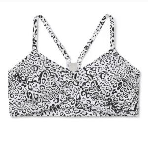 New Kona Sol Women’s Leopard Print Racer Back Twist front Bikini Top Size XS